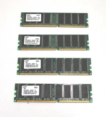 2GB - Lot of 4 SAMSUNG M368L6423ETM-CCC 512MB DDR 400MHz PC3200U Memory (RAM) - Image 1 of 4