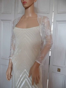 WHITE LACE Bridal Wedding/evening Shrug Bolero  - Picture 1 of 4