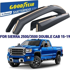 Rain Guards Vent Visors Shade for 2015-2019 GMC Sierra Double Cab - Picture 1 of 7
