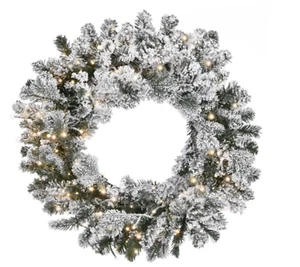 National Tree Co 24 in. Snowy Sheffield Spruce Artificial Christmas Wreath- New! - Picture 1 of 2