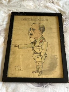 1918 ww1 framed cartoon of general northey . e.m. bleach zomba 1918 - Picture 1 of 6