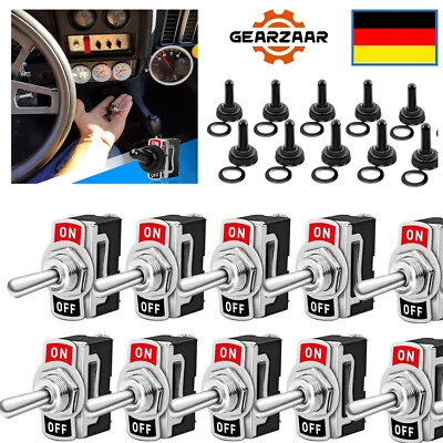 GEARZAAR 10x Satz Kippschalter EIN/AUS Wippschalter 12V-230V mit Wasserdicht Schutzkappe