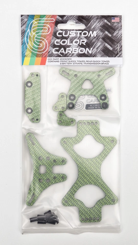 Kit de fibra de carbono Team Associated RC10 B6.4 color verde personalizado 6 piezas con herrajes Foto 1 de 4