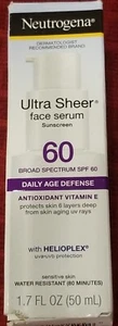 Neutrogena Sheer Moisturizing Face Serum Sunscreen SPF 60 Vitamin E  Exp 04/2027 - Picture 1 of 5