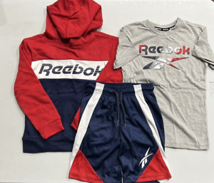 Boys Size 5/6 Reebok 3-Piece Short Outfit Set With Pullover Hoodie $56 Value