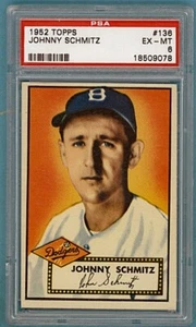 1952 Topps Johnny Schmitz Red Back #136 PSA 6! Dodgers! - Picture 1 of 2