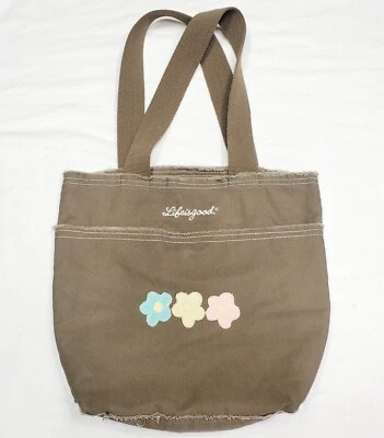 Bolso de Mano Life is Good Marrón Lona Multicolor Flores Exterior/Interior Bolsillo Foto 1 de 4