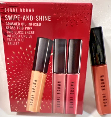 Bobbi Brown Swipe & Shine PINK Crushed Oil Infused LIP Gloss MINI Lot x 4 NEW! - Image 1 of 4