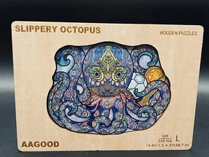 AAGOOD Wooden Jigsaw Puzzle Size L 330 pcs 14.6" x 11.3" SLIPPERY OCTOPUS - Picture 1 of 5