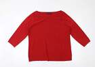 Love knitwear Womens Red Crew Neck Acrylic Pullover Jumper Size 16