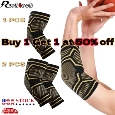 Codo de cobre manga compresión codo soporte para tenis artritis bursitis Foto 1 de 4