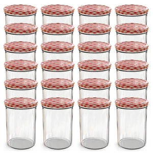 Oputec 24x 440 ml Einmachgläser Schraubdeckel rot Marmeladengläser Sturzgläser - Bild 1 von 7