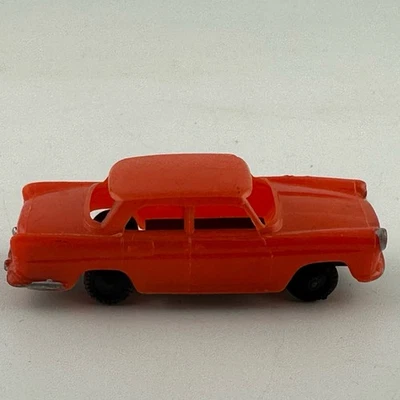 Vintage Hong Kong Plastic Toy Car #106 Orange Sedan Vauxhall Victor Style 1960s - Image 1 of 4