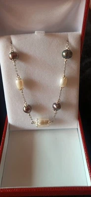 Bracciale perle naturali barocche bianche argento925 Esclusivo, fatto a mano - Immagine 1 di 3