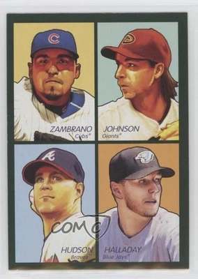 2009 Goudey 4-in-1 Green Carlos Zambrano Randy Johnson Tim Hudson Roy Halladay - Image 1 of 2
