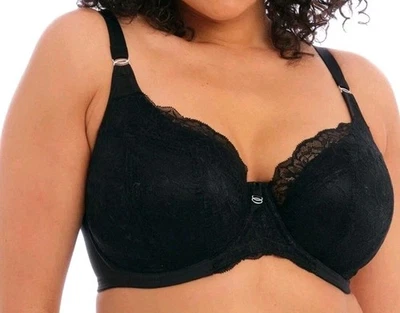 Elomi Brianna Bra Black Underwired Padded Half Cup Balcony Lace 8081 Size 38DD. - Image 1 of 4