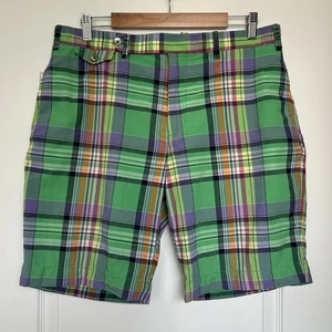 Vtg Polo Ralph Lauren Mens Shorts Authentic India Madras Cotton Plaid Size 35 - Picture 1 of 12
