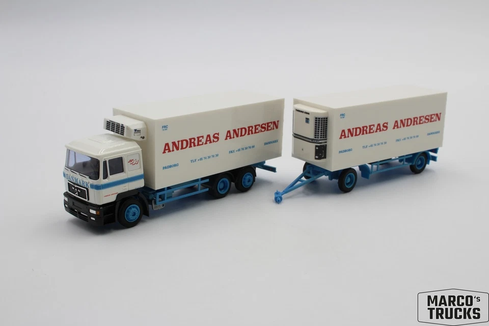 AWM MAN F2000 refrigerated drawbar truck "Andreas Andresen Padborg Danmark" 1:87 - Image 1 of 1