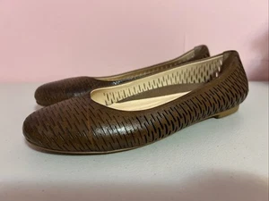 Ballerine da donna in pelle marrone culle da passeggio taglia 4 made in Brazil - Foto 1 di 5