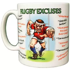 Rugby Excuses Funny Ceramic Coffee Mug - can be personalised - Picture 1 of 7