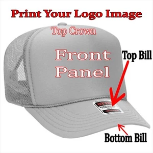 GRAY Trucker Hat Custom Printing HERE Personalized Names Images Logos - Picture 1 of 2