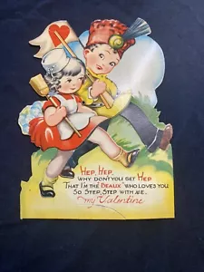 Vintage Valentine Card Hep Hep Adorable Graphics Left Legs Move Ephemera - Picture 1 of 8