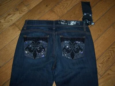 JEAN WE THE PEOPLE SUNSET BOULEVARD NUEVO SIN ETIQUETAS NEGRO CON JOYAS TALLA 28 LARGO 34 Foto 1 de 3