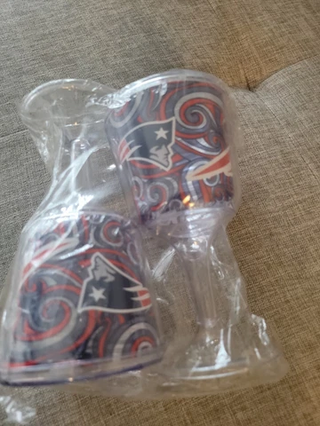 NFL New England Patriots Drinking Glasses Smokey Gray Cups Helmets SET OF 2 Cover