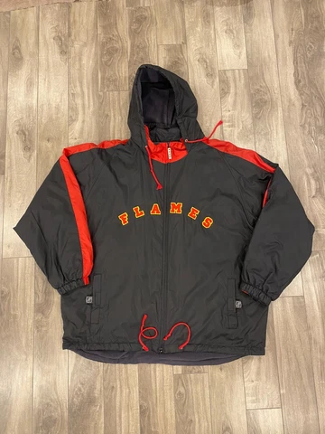 Calgary Flames CCM Jacket Mens 2XL Black NHL Hockey Outdoors Full Zip Cover