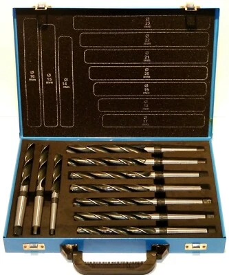 Spiralbohrer-Set 14-23 mm 10 tlg. HSS Konus-Bohrer Morsekegel MK1 & MK2 PeTools