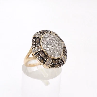 10k 黄金正品香槟钻石光环戒指 尺寸 5 — 第 1/4 张图片