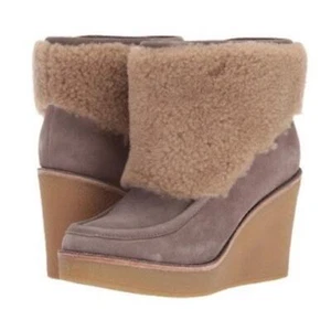 NEU UGG Colden Sherling Manschette Keilabsatz Stiefel in Taupe Größe 10 - Bild 1 von 6