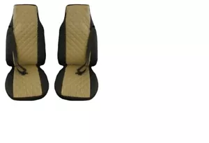 Diseñado para adaptarse a Mercedes Actros MP4 MP5 después de 2015 cubiertas de asiento de camioneta negro beige - Imagen 1 de 1