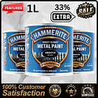 3x Hammerite Direct To Rust Metal Paint, Smooth Black, 33% Free 1L