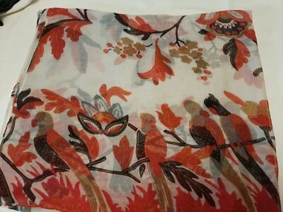Bufanda Pashmina Chal Tropical Vintage 42"x64" Loros Palmeras Hibisco Foto 1 de 4
