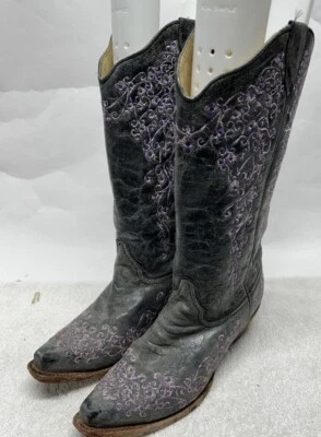 Corral Womens Size 7M Gray Embroidered Leather Crater Bone Western Boots - Image 1 of 4