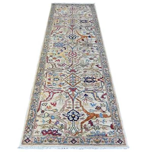 3'x9'5" Gray Aryana Natural Dyes Pure Wool Hand Knotted Oriental Rug R88335 - Picture 1 of 6