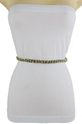Divertente Donna Metallo Argento a Catenina Hip Vita Alta Moda Belt Rete Oro XS - Immagine 1 di 4