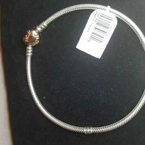NWT Pandora Rose Tone 9.1" Bracelet Heart Clasp Sterling Silver - Picture 1 of 3