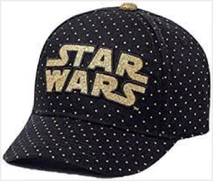 Disney Star Wars Hat Black Gold Glitter Logo Baseball Cap Youth OSFM Polka Dot - Picture 1 of 2