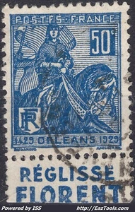 FRANCE N° 257 AVEC BANDELETTE REGLISSE FLORENT AVEC OBLITERATION  - Picture 1 of 2