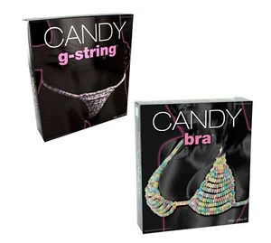 Completo intimo donna reggiseno tanga commestibili perizoma G string caramella - Imagen 1 de 4