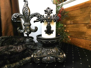Pillar Candle Holder, Rose Bowl Riser, Tuscan,Old World, Capital Medieval Decor  - Picture 1 of 5