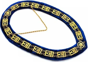 REGALIA MASSONIC PAST MASTER COLLO LARGO BASE VELLUTO BLU DMR1300GB ORO - Foto 1 di 5