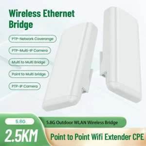 Wireless WiFi Bridge 5.8G 450Mbps Point-to-Point Access CPE POE 2.5KM im Freien - Bild 1 von 12