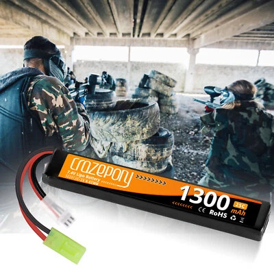 7,4V 1300mAh LiPo Batterie 25C mit Mini-Tamiya-Stecker für Airsoft Guns Gewehr - Bild 1 von 4