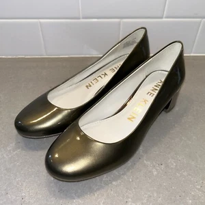 Anne Klein Metallic Mocha Brown Patent Leather Low Heels Shoes Hallie 5.5 M NEW - Picture 1 of 7