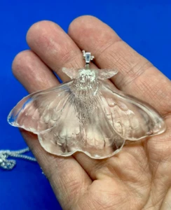 Unique ICE MOTH NECKLACE handmade PENDANT clear LARGE resin FAB gift boxed - Picture 1 of 2