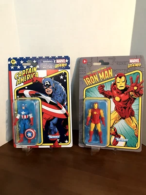 Marvel Legends Retro Kenner Action Figure New Iron Man and Captain America - Image 1 of 2