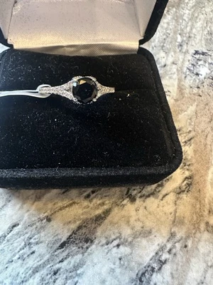 Anillo Bomba Fiesta Ónix Negro Y Topacio Blanco Talla 9 Foto 1 de 4